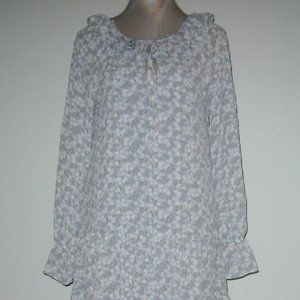 NWT By The RIVER Long Sleeve FLORAL Chiffon MIDI Dress M Women Blue Multi MP$155